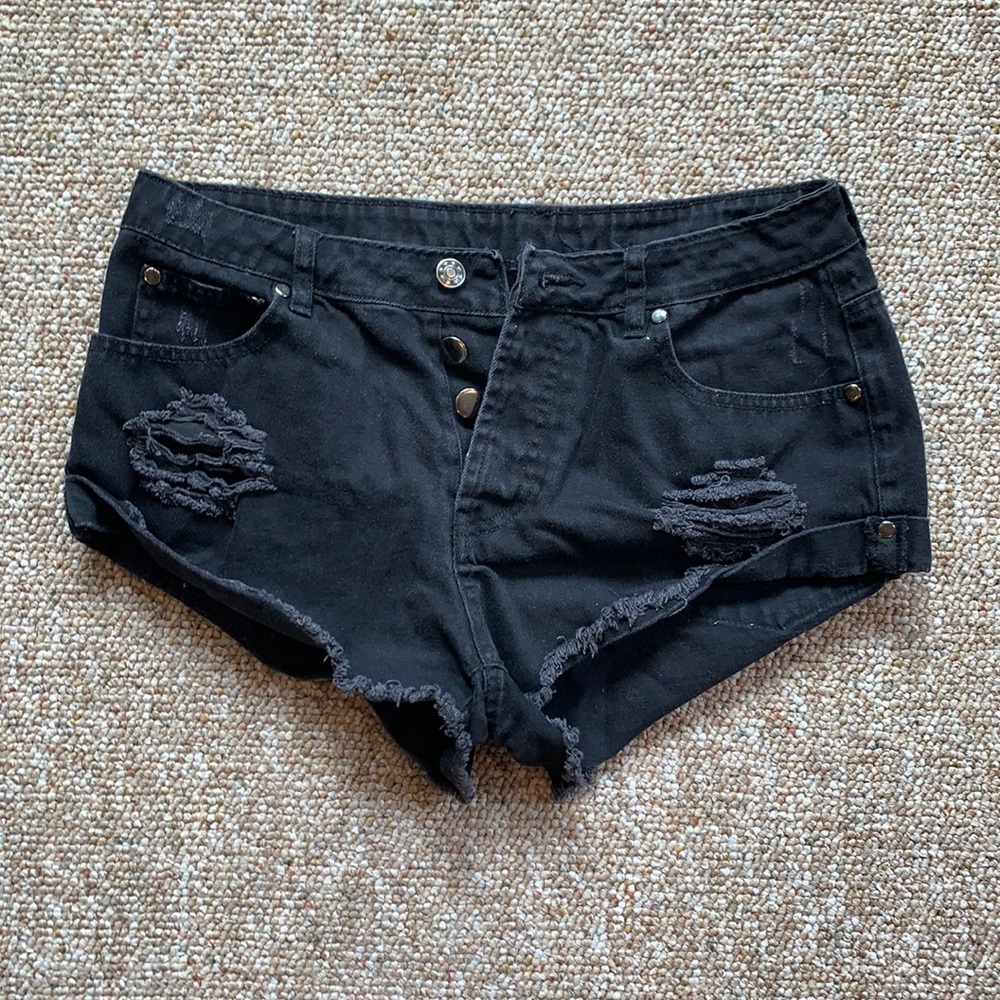Black jean shorts